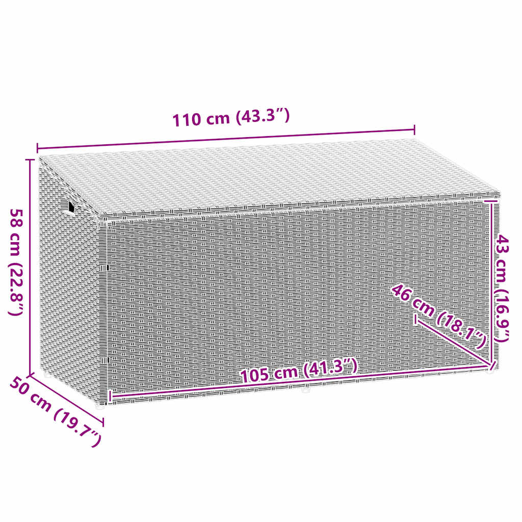 Zahradní úložný box světle šedý 110x50x58 cm polyratan