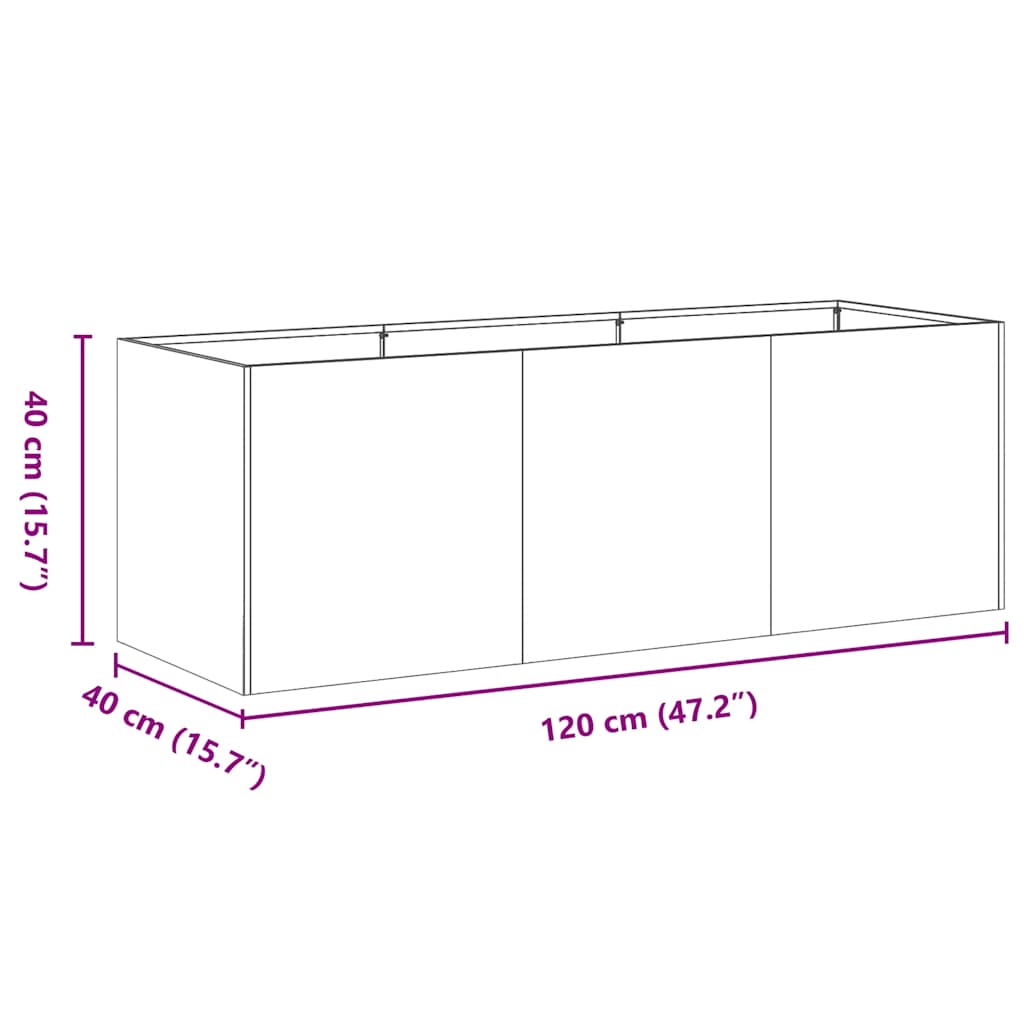 Truhlík antracitový 120x40x40 cm ocel válcovaná za studena