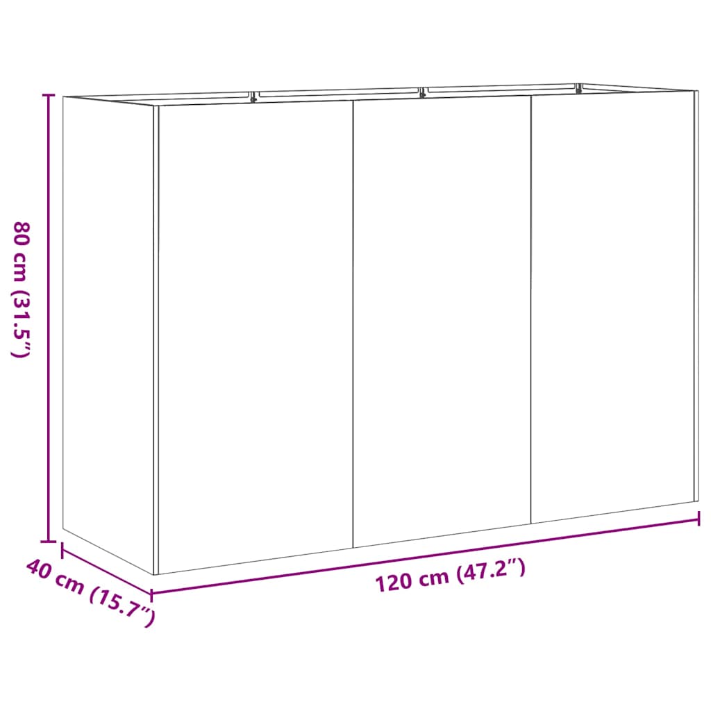 Truhlík antracitový 120x40x80 cm ocel válcovaná za studena