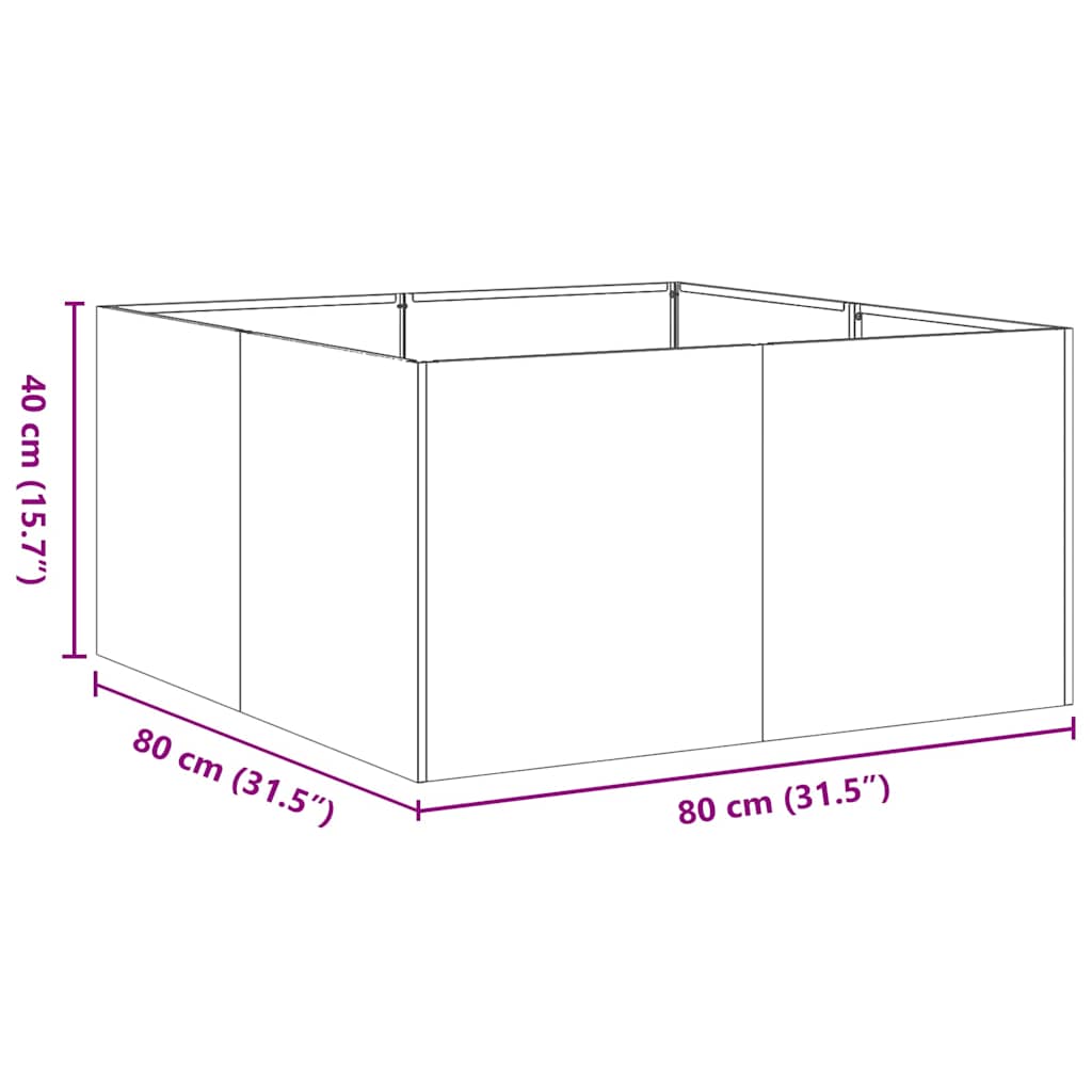 Truhlík bílý 80x80x40 cm ocel válcovaná za studena