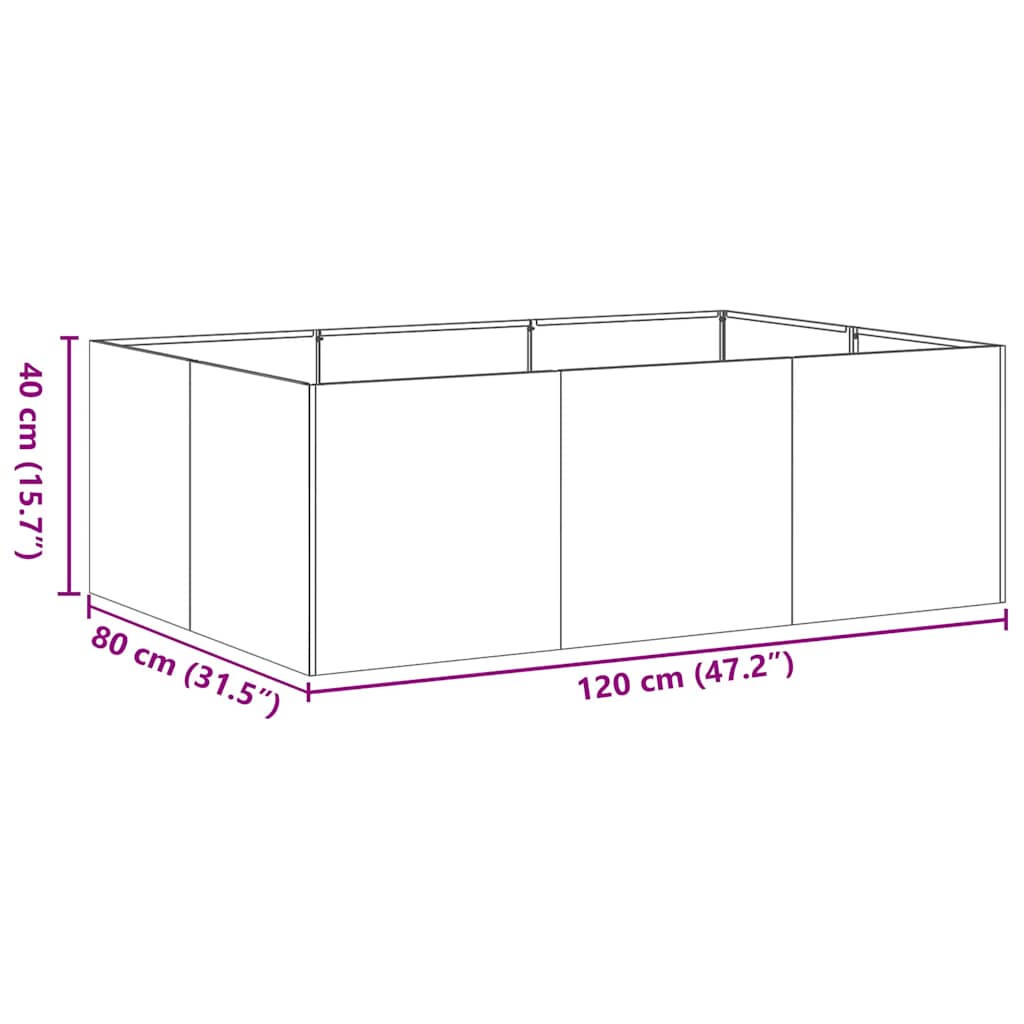 Truhlík 120x80x40 cm nerezová ocel