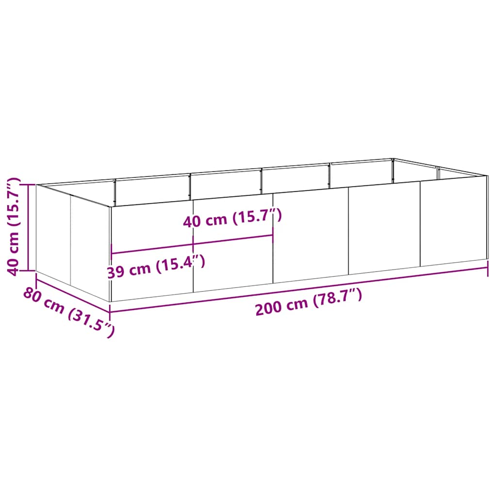 Truhlík 200x80x40 cm pozinkovaná ocel