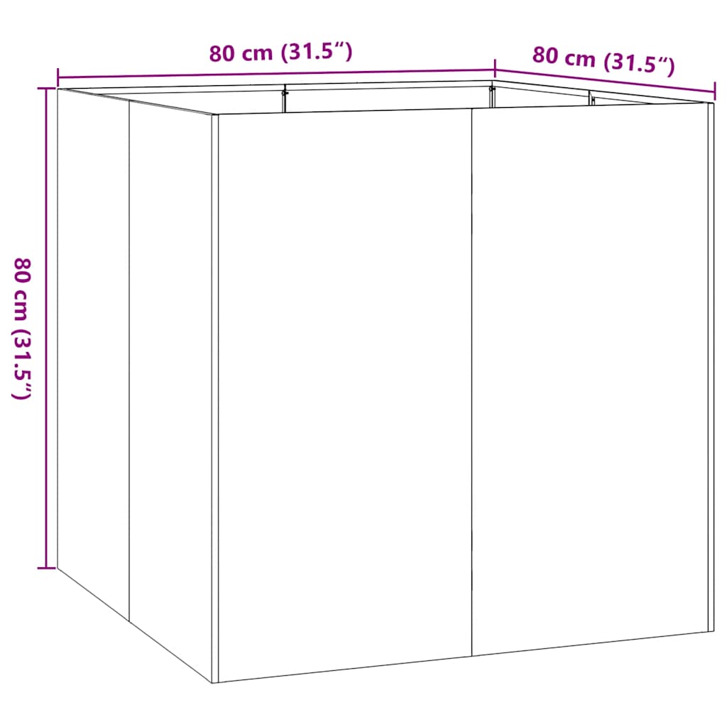 Truhlík antracitový 80x80x80 cm ocel