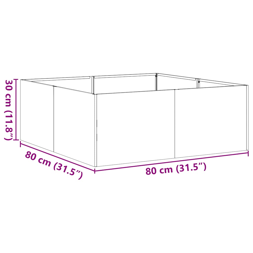 Truhlík černý 80x80x30 cm ocel