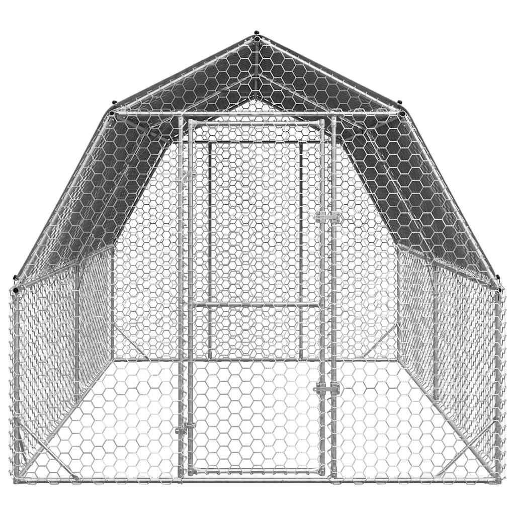 Výběh pro slepice se střechou 2,5x4x2,25 m pozinkovaná ocel