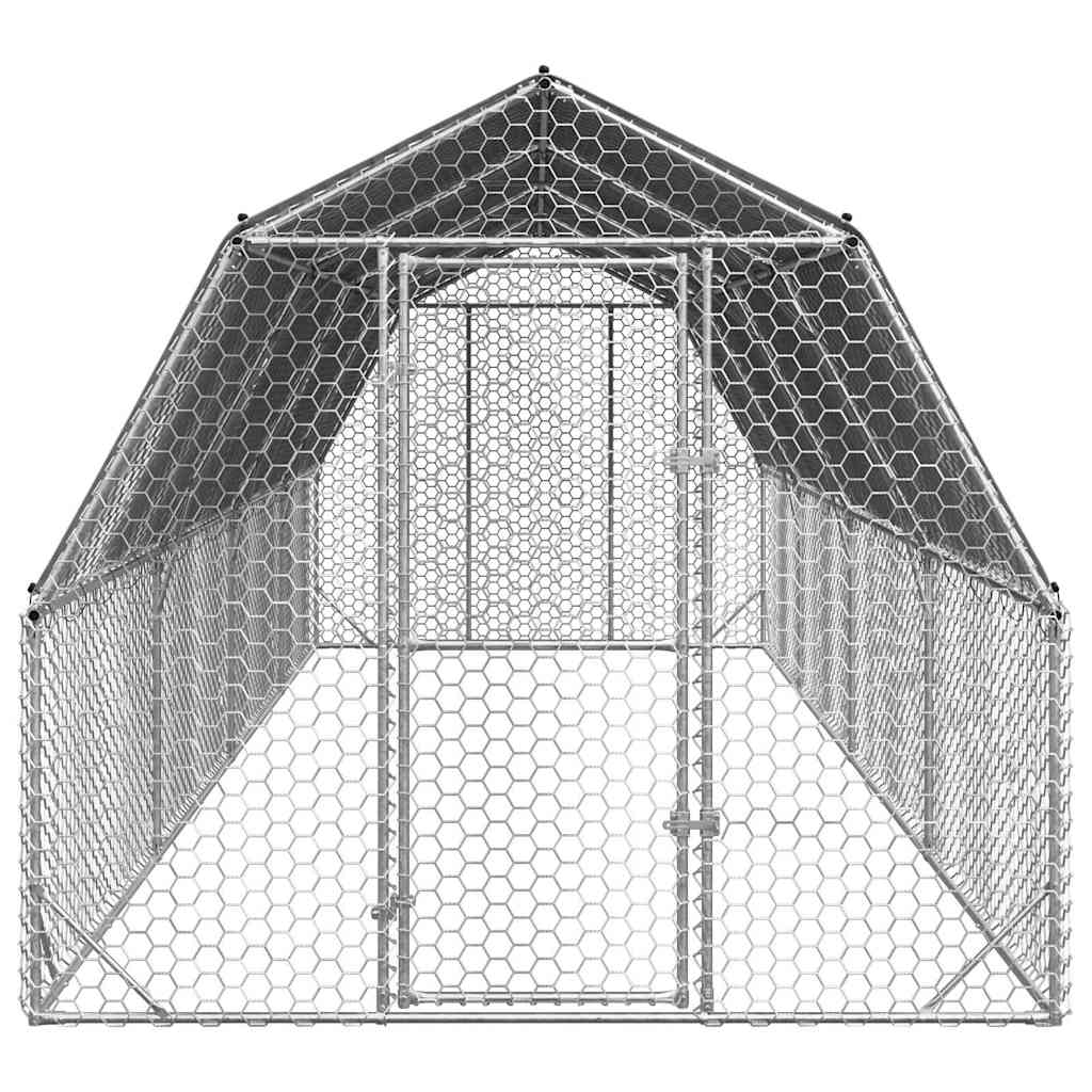 Výběh pro slepice se střechou 2,5x8x2,25 m pozinkovaná ocel