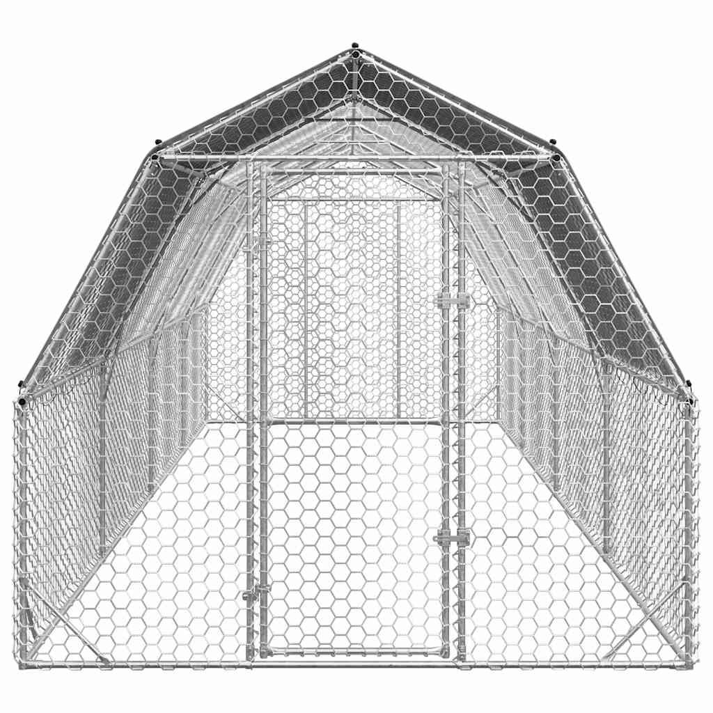 Výběh pro slepice se střechou 2,5x8x2,25 m pozinkovaná ocel