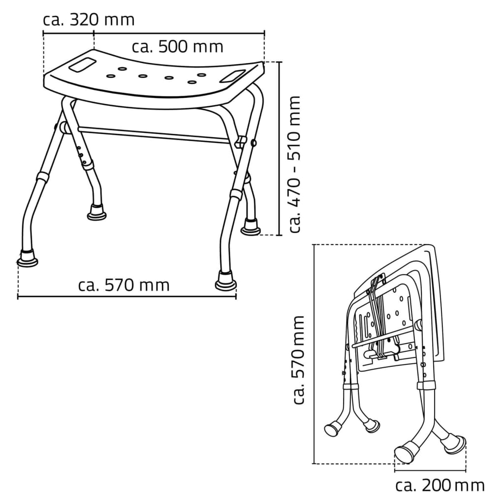 RIDDER Skládací koupelnová stolička 110 kg bílá A0050301
