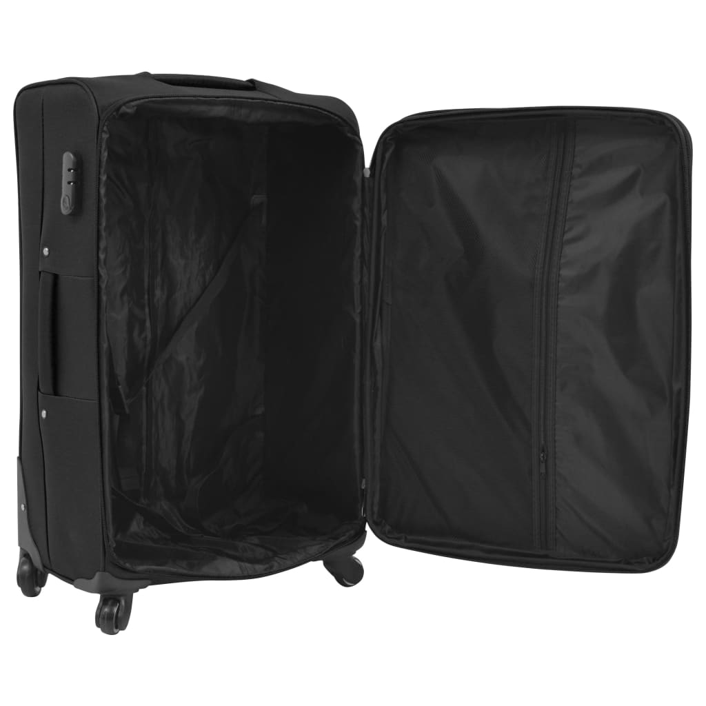 3dílná souprava měkkých kufrů na kolečkách, černá