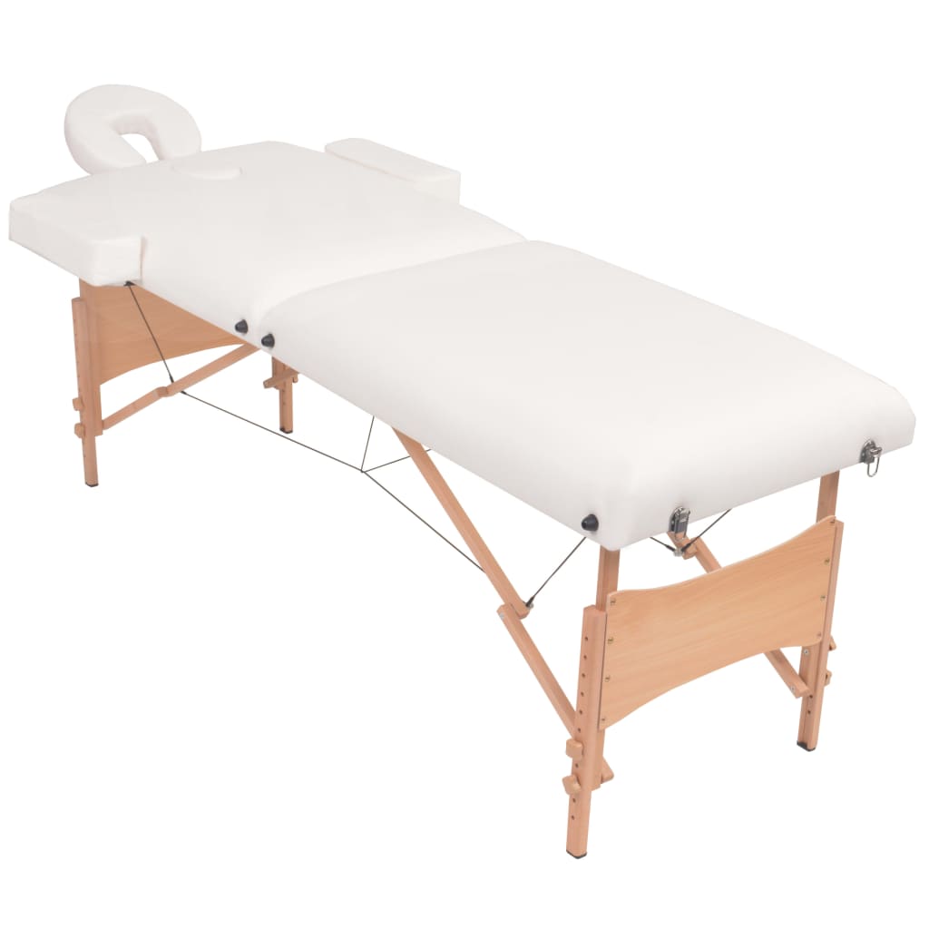 Skládací masážní stůl 2 zóny a stolička tloušťka 10 cm bílé