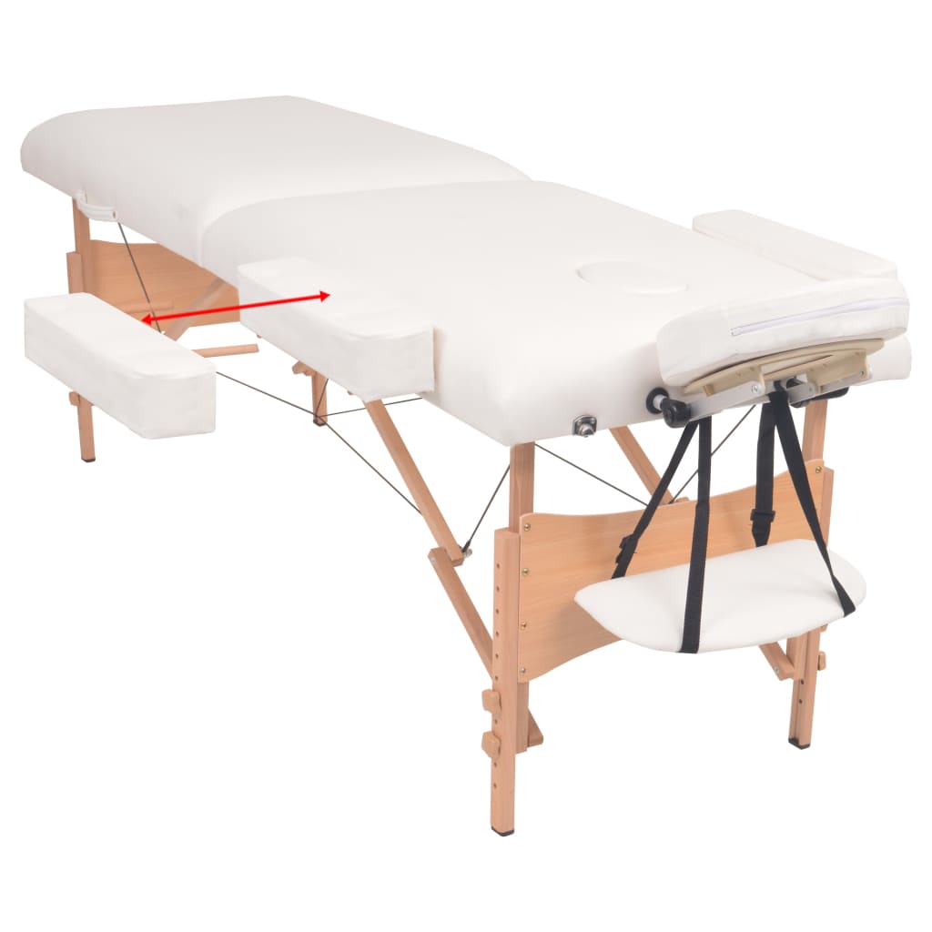 Skládací masážní stůl 2 zóny a stolička tloušťka 10 cm bílé