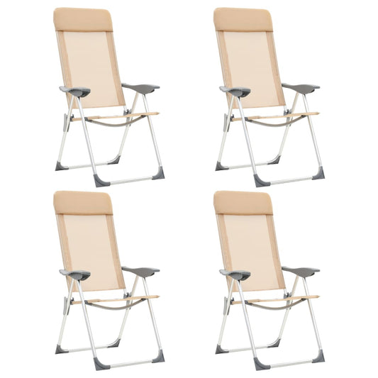 Skládací kempingové židle 4 ks krémové hliníkové