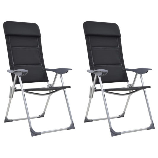 Kempingové židle z hliníku 2 ks 58 x 69 x 111 cm černé