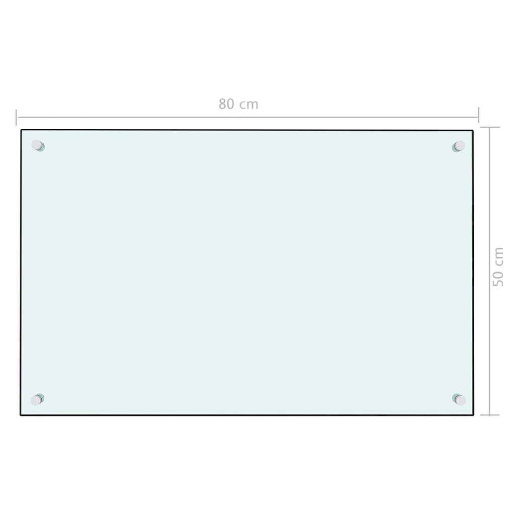 Kuchyňský panel bílý 80 x 50 cm tvrzené sklo