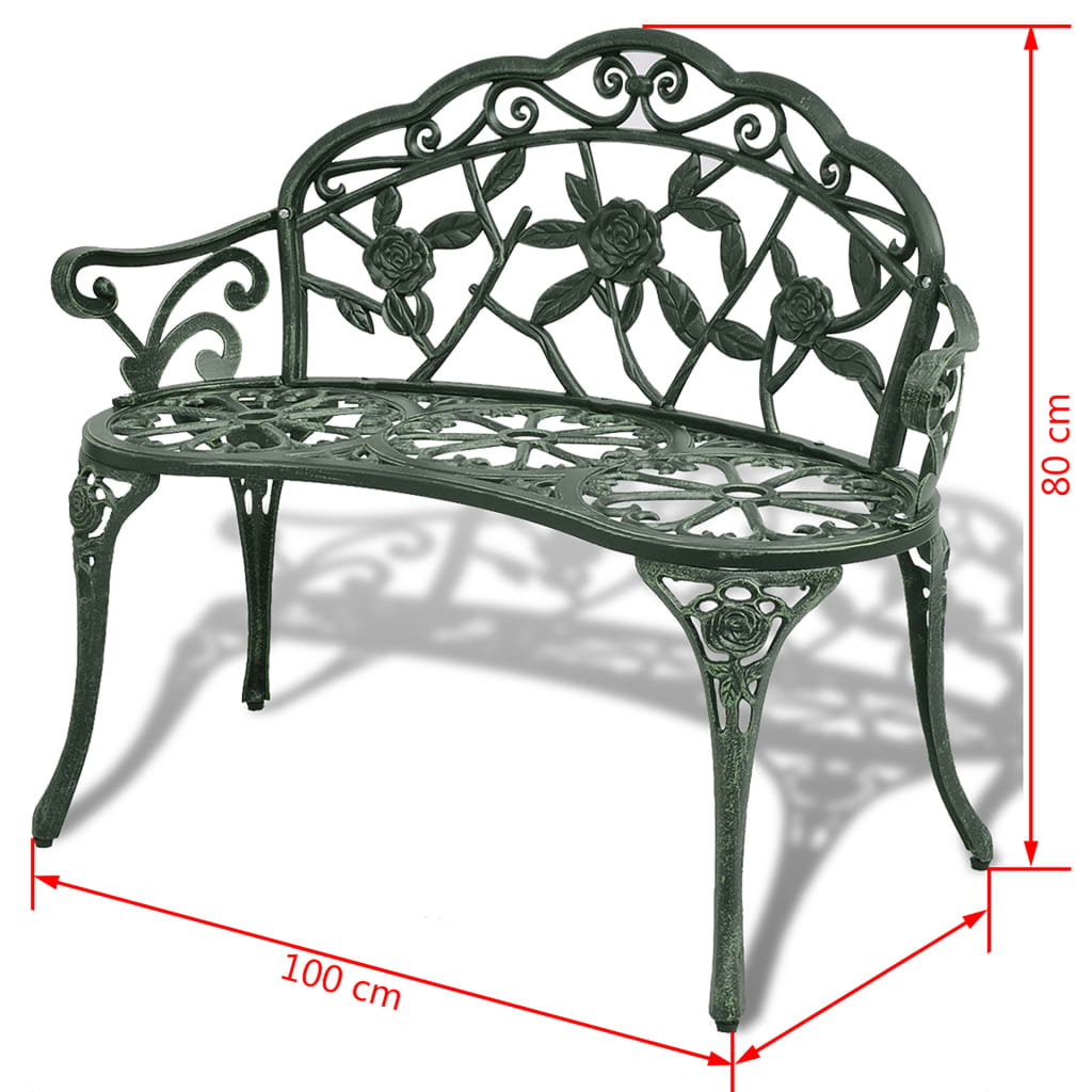 Zahradní lavice 100 cm litý hliník zelená