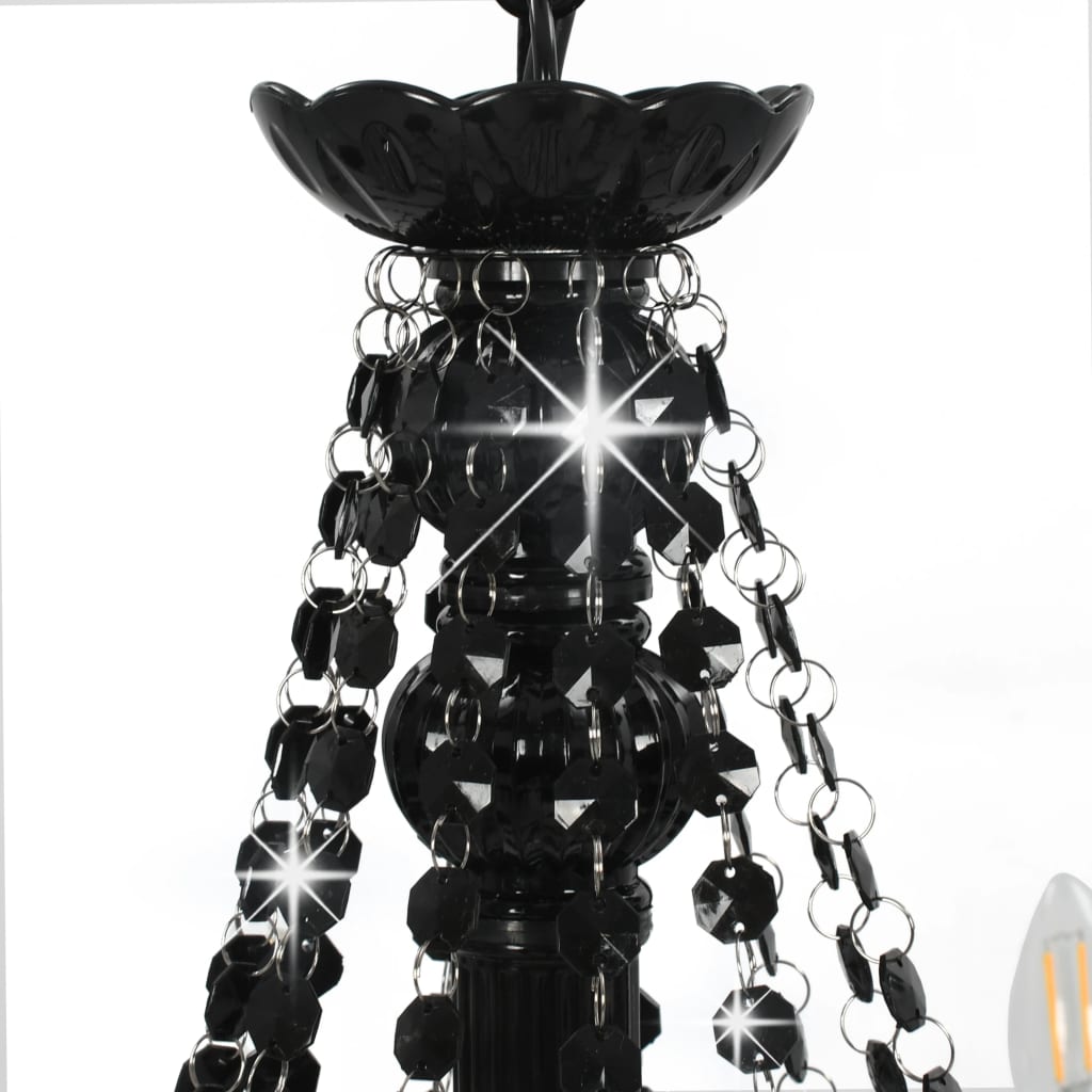 Lustr s korálky černý 12 x žárovky E14