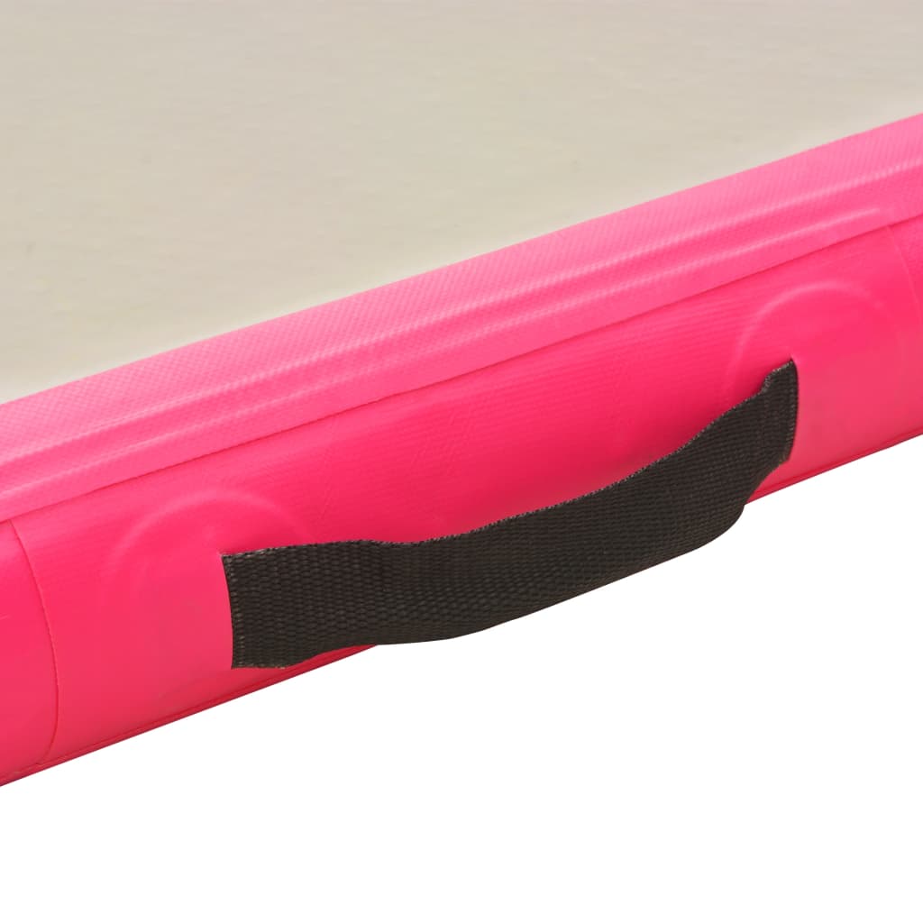 Nafukovací cvičební podložka s pumpou 700x100x10 cm PVC růžová