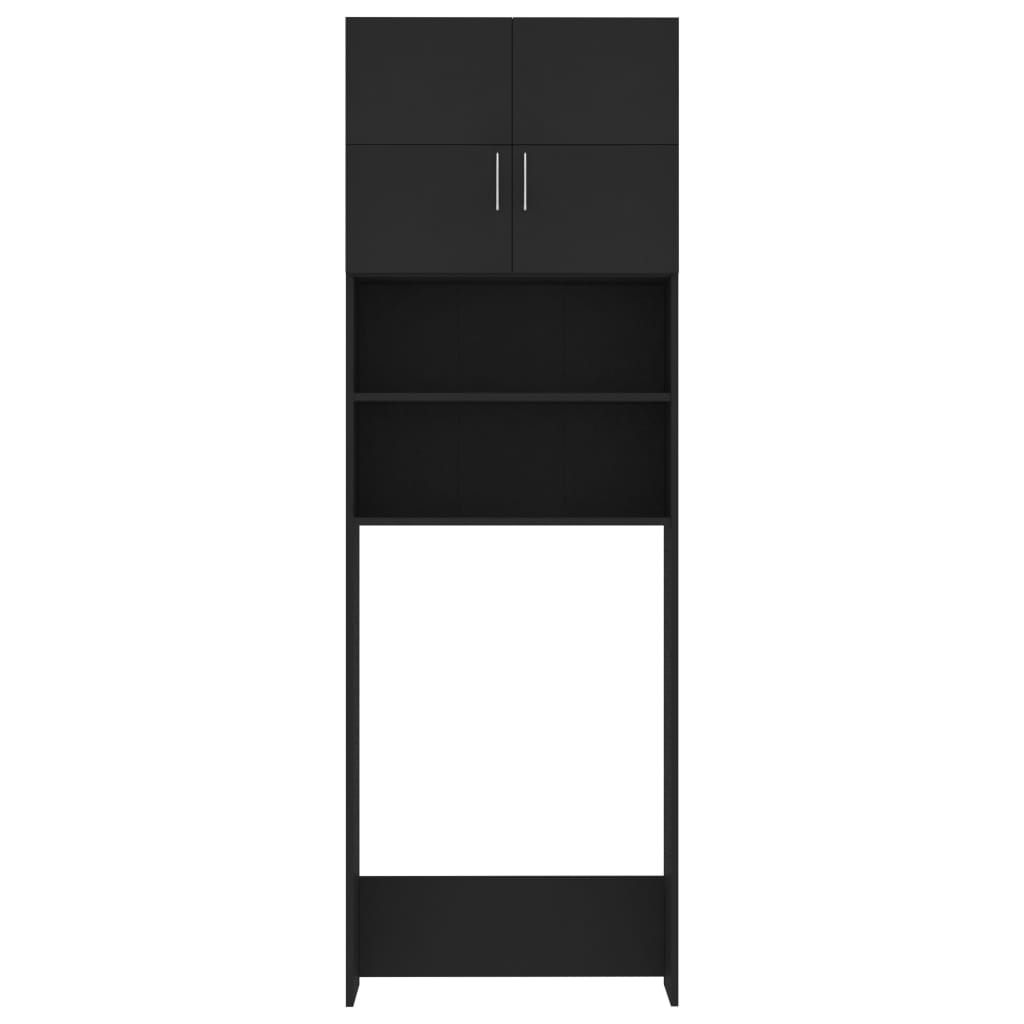 Skříňka nad pračku černá 64 x 25,5 x 190 cm dřevotříska
