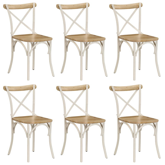 Židle s křížem 6 ks bílé masivní mangovníkové dřevo