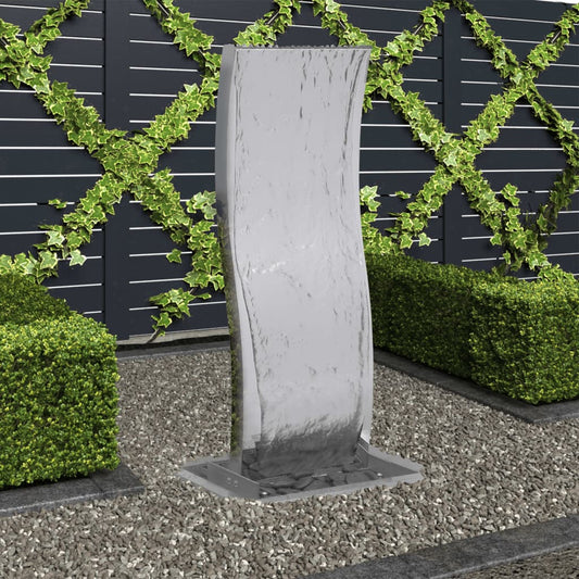 Zahradní fontána s čerpadlem nerezová ocel 90 cm zaoblená