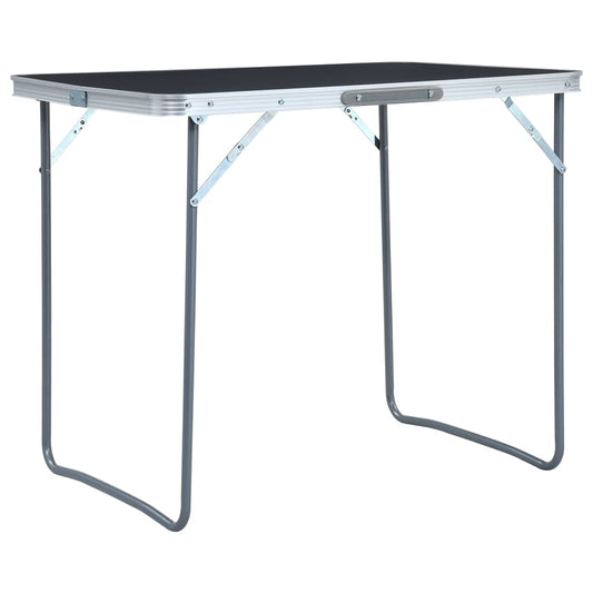 Skládací kempingový stůl s kovovým rámem 80 x 60 cm šedý
