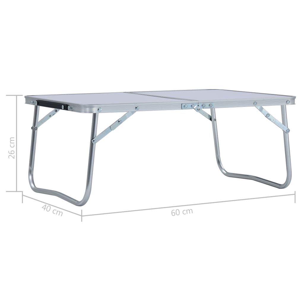 Skládací kempingový stůl bílý hliník 60 x 40 cm