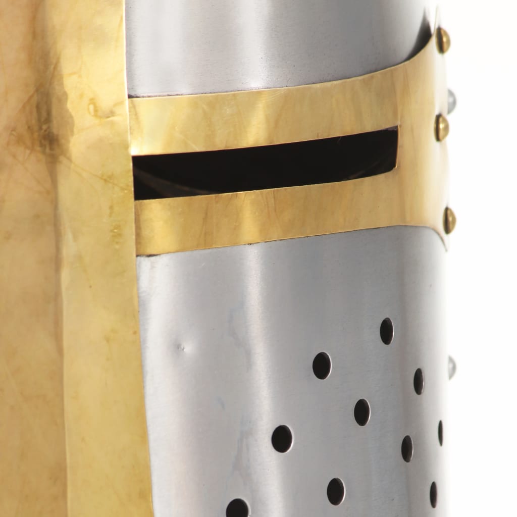 Středověká křižácká helma pro LARPy replika stříbro ocel