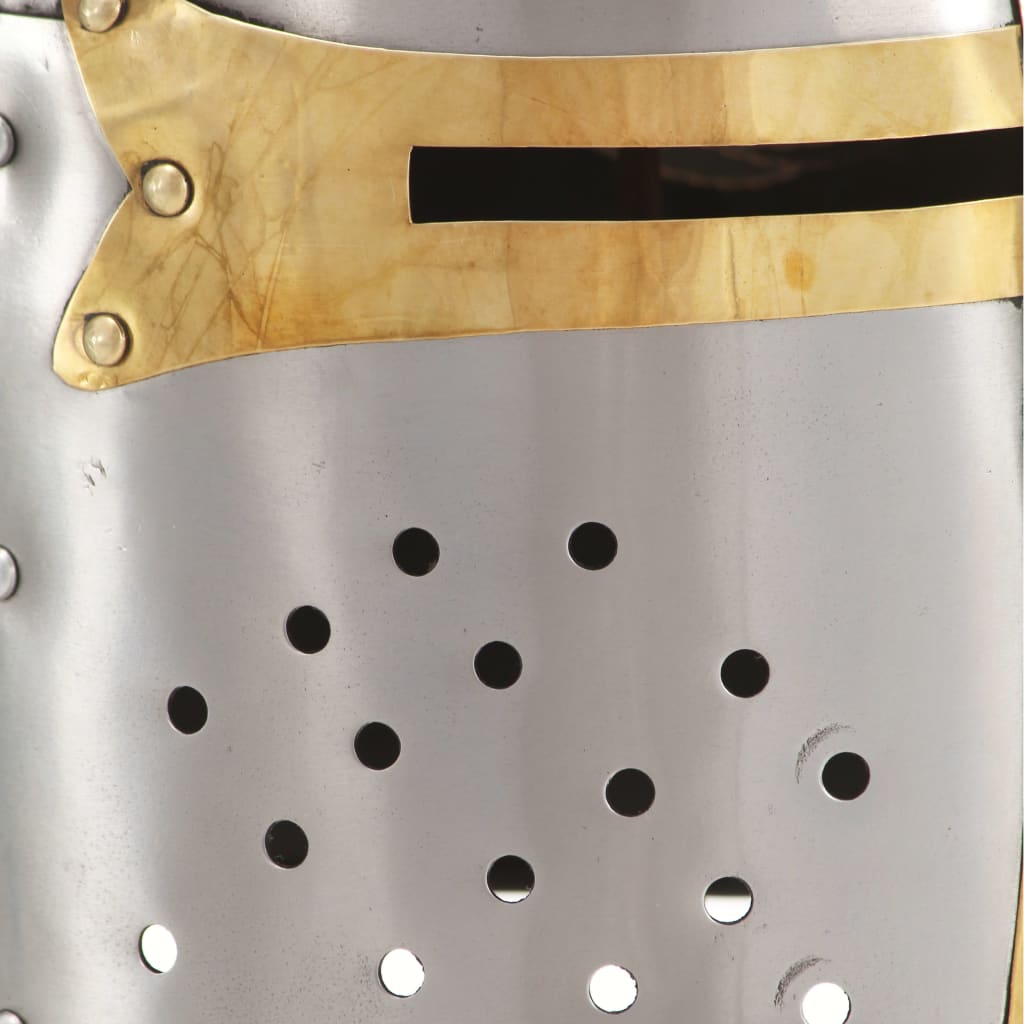 Středověká křižácká helma pro LARPy replika stříbro ocel