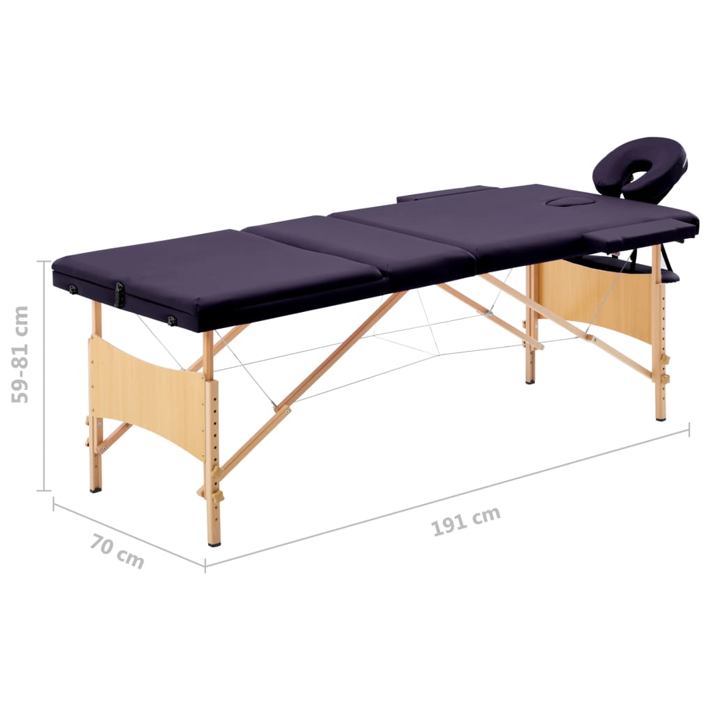 Skládací masážní stůl 2 zóny dřevěný růžový