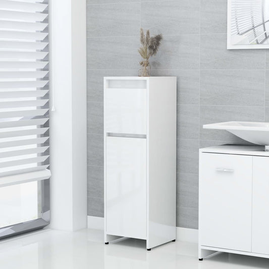 Koupelnová skříňka bílá lesklá 30 x 30 x 95 cm kompozitní dřevo