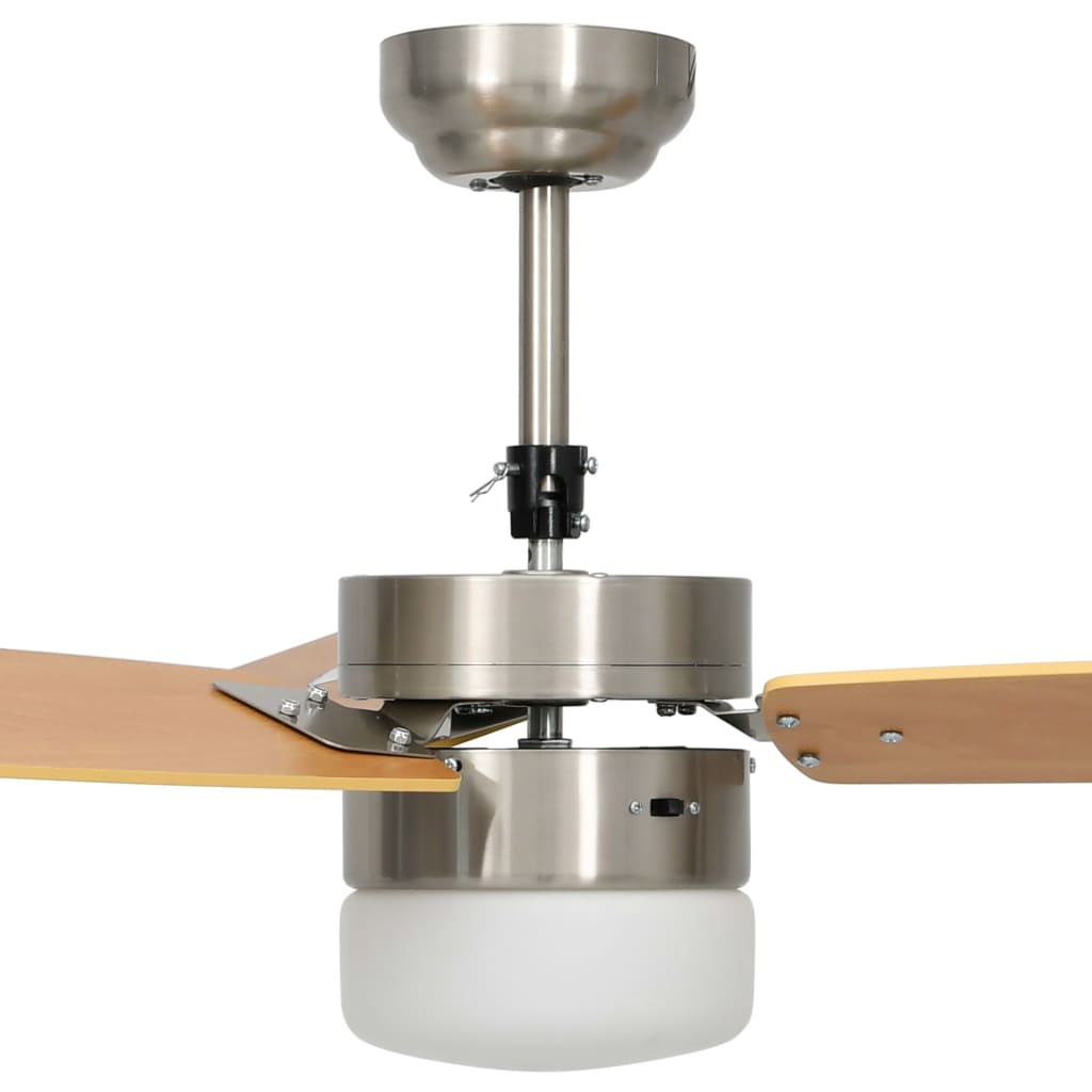 Stropní ventilátor světlo a dálkový ovladač 108 cm světle hnědý