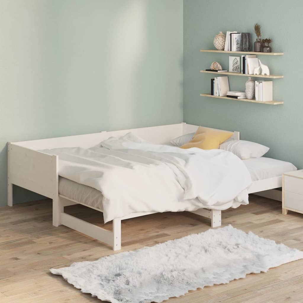 Výsuvná postel bílá masivní borovice 2x (80 x 200) cm