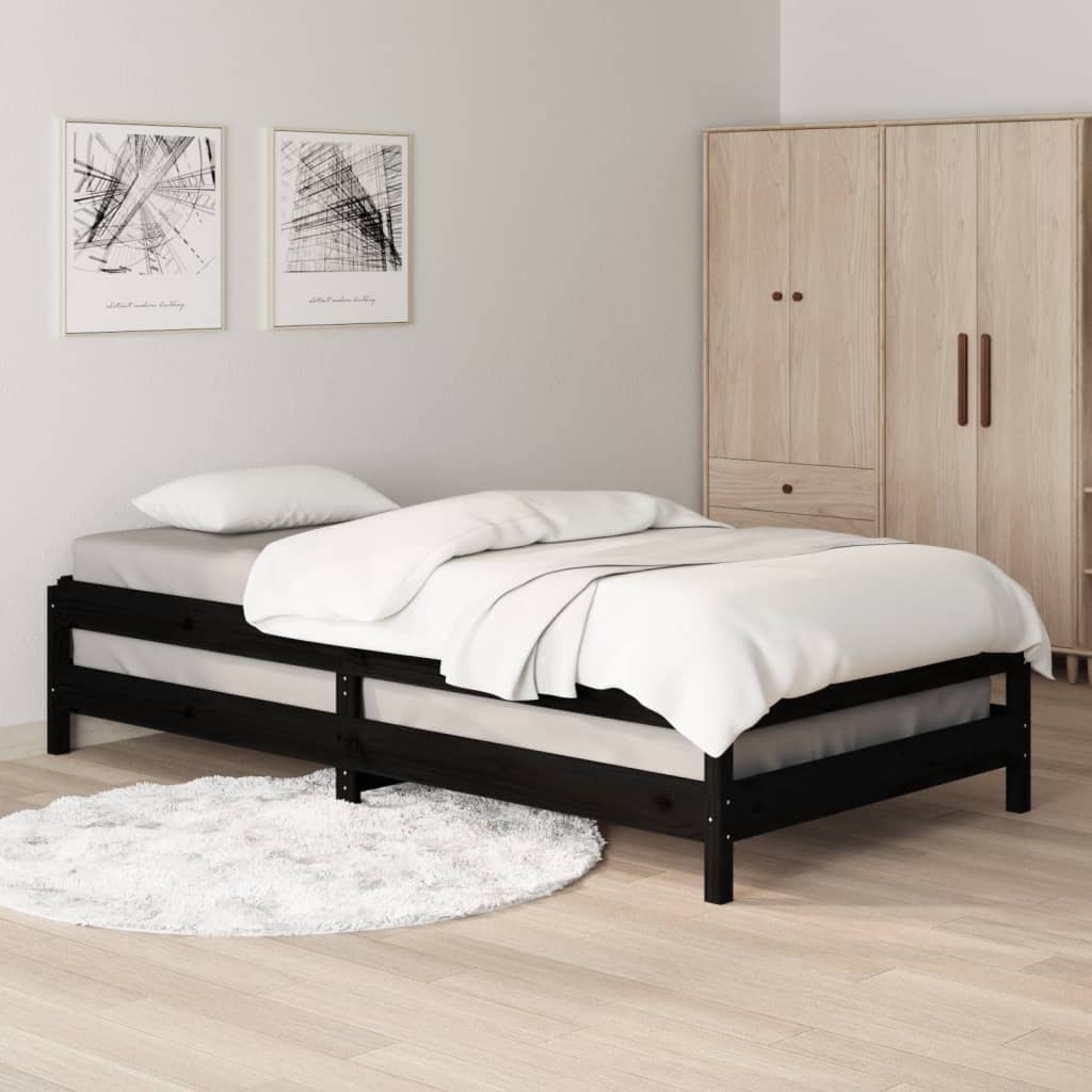 Stohovatelná postel černá 90 x 190 cm masivní borovice