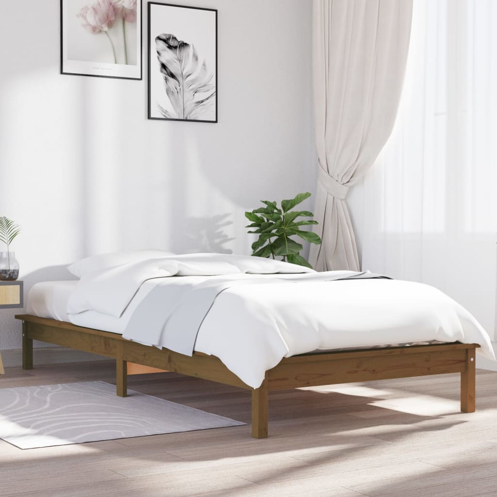 Rám postele medově hnědý 90 x 200 cm masivní borovice