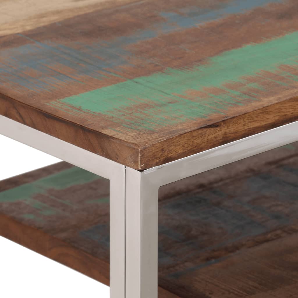 Konzolový stolek stříbrný nerezová ocel a recyklované dřevo