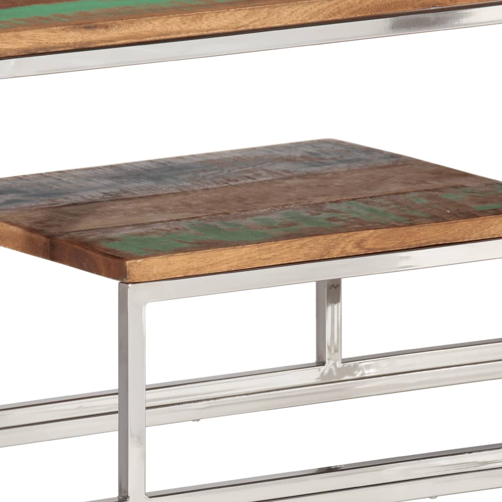 Konzolový stolek stříbrný nerezová ocel a recyklované dřevo