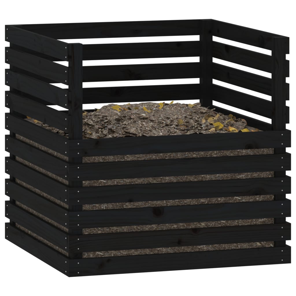Kompostér černý 80 x 80 x 78 cm masivní borové dřevo