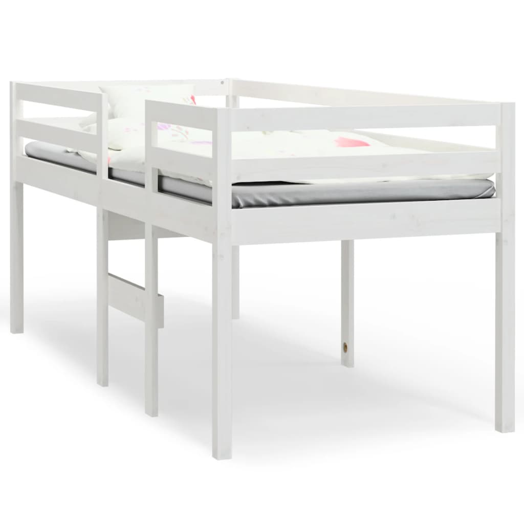 Patrová postel bílá 75 x 190 cm masivní borové dřevo