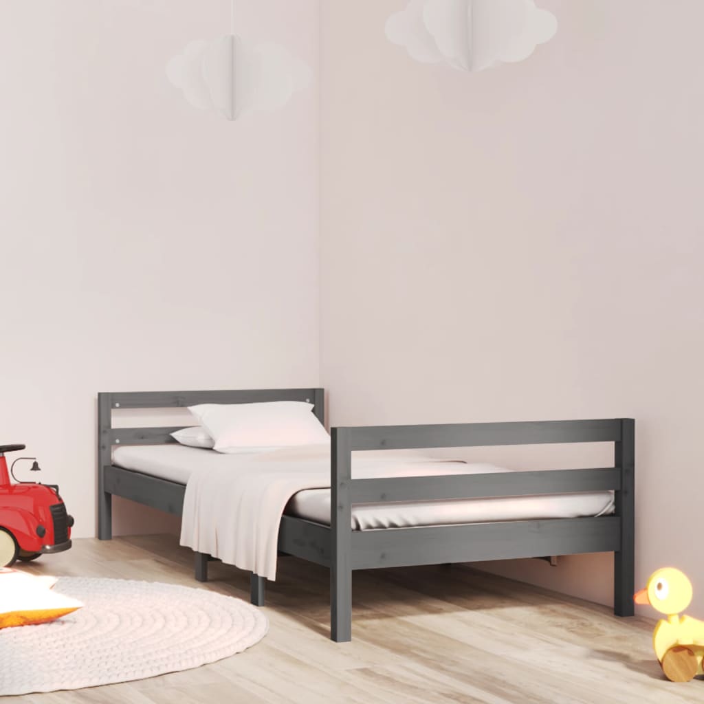 Rám postele šedý 75 x 190 cm masivní borové dřevo