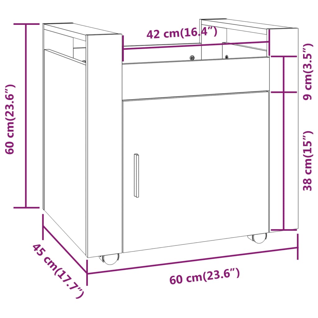 Kancelářský kontejner šedý sonoma 60x45x60 cm kompozitní dřevo