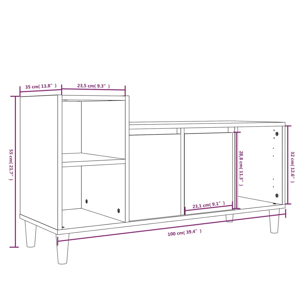 TV skříňka betonově šedá 100x35x55 cm kompozitní dřevo