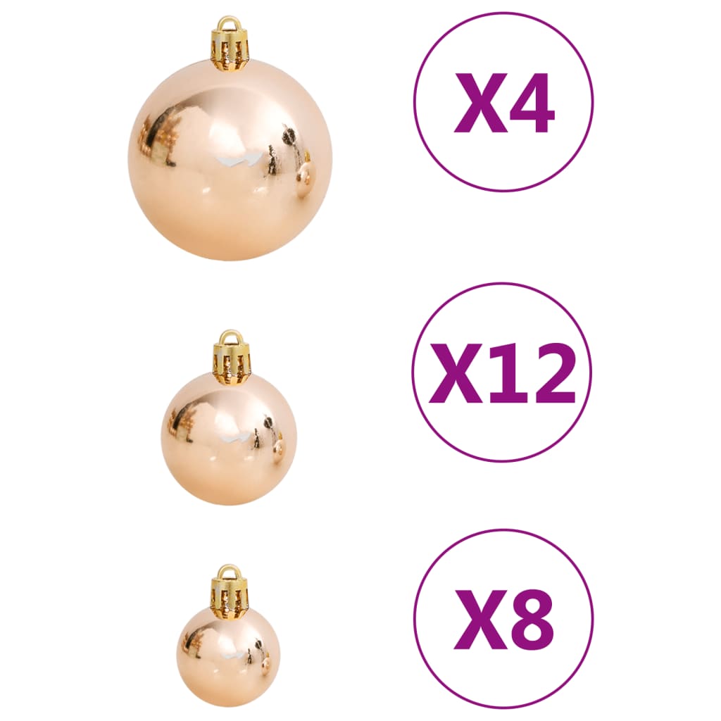 111dílná sada vánočních ozdob růžově zlatá polystyren
