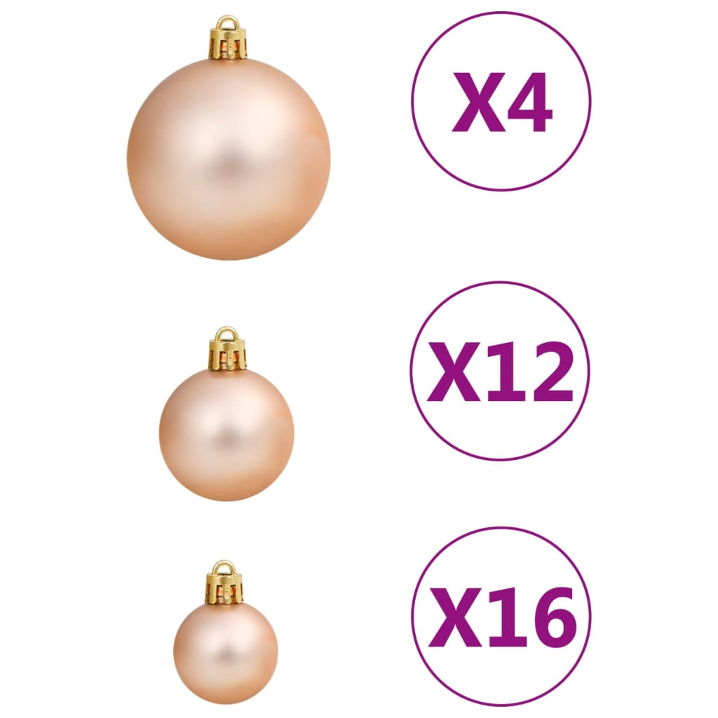 111dílná sada vánočních ozdob růžově zlatá polystyren