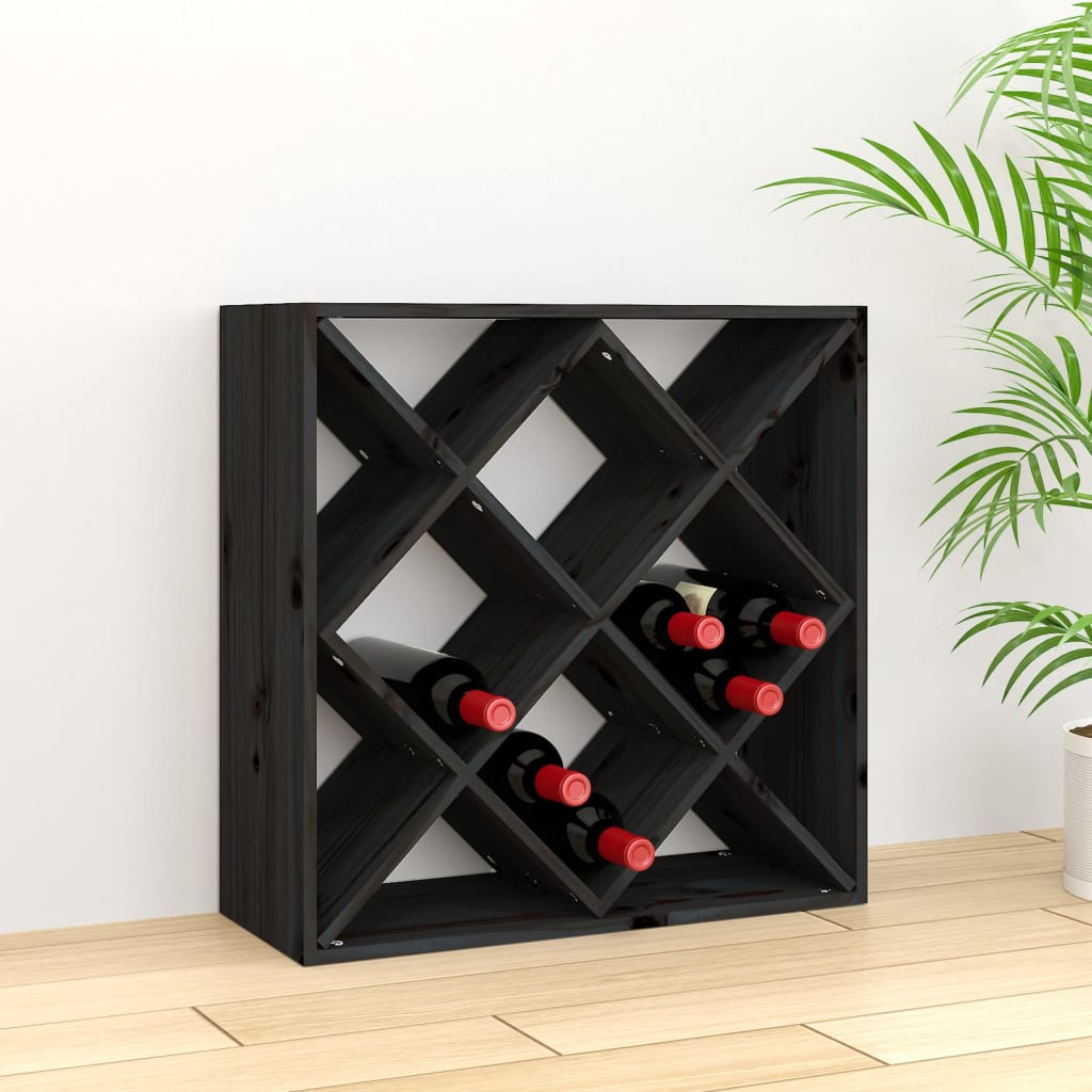 Skříňka na víno černá 62 x 25 x 62 cm masivní borovice