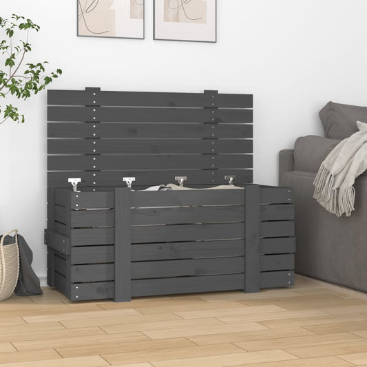 Úložný box šedý 91 x 40,5 x 42 cm masivní borové dřevo