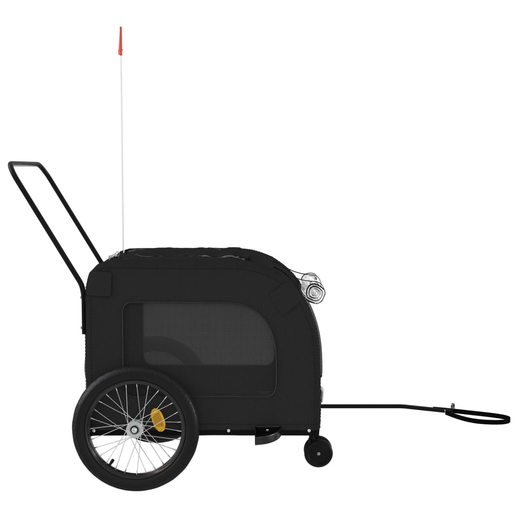 Vozík za kolo pro psa černý oxfordská tkanina a železo