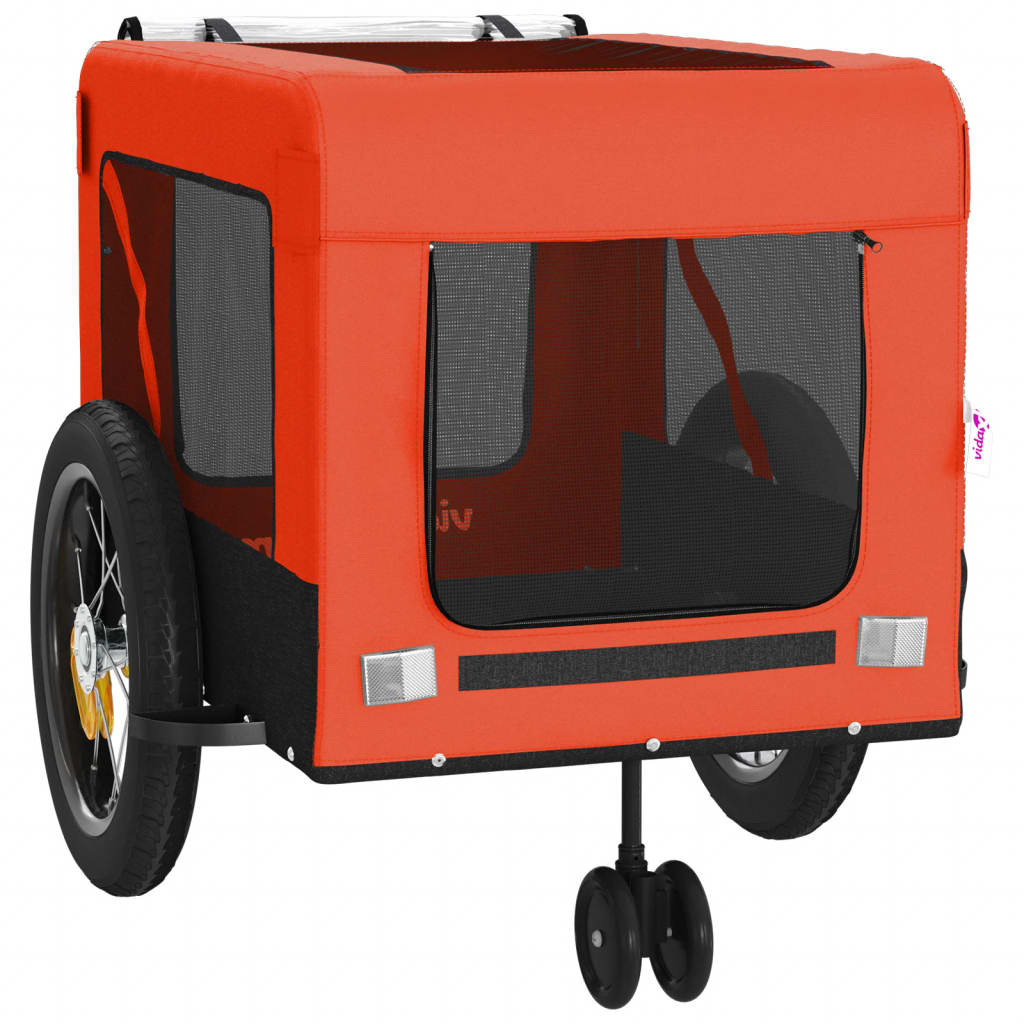 Vozík za kolo pro psa oranžový a černý oxfordská tkanina/železo