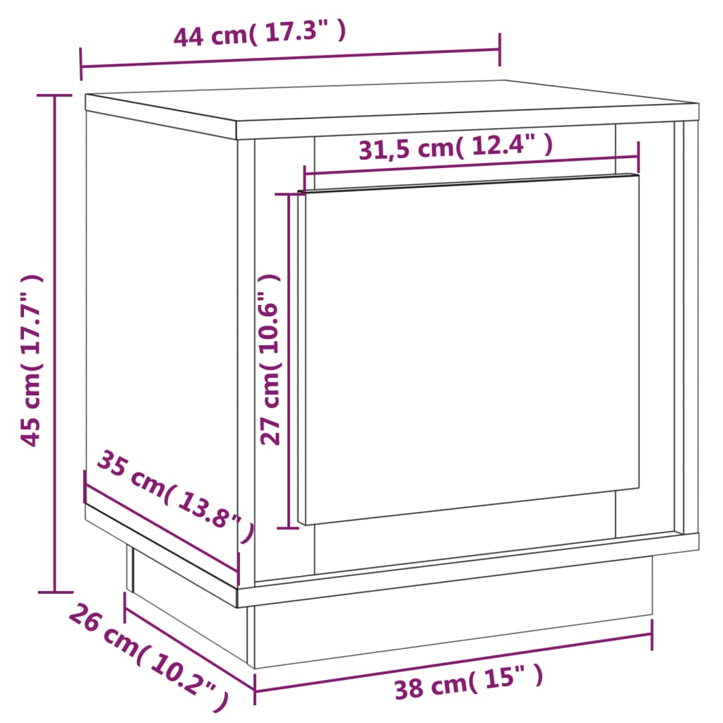 Noční stolek bílý 44 x 35 x 45 cm kompozitní dřevo