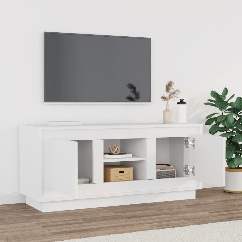 TV skříňka bílá 102 x 35 x 45 cm kompozitní dřevo