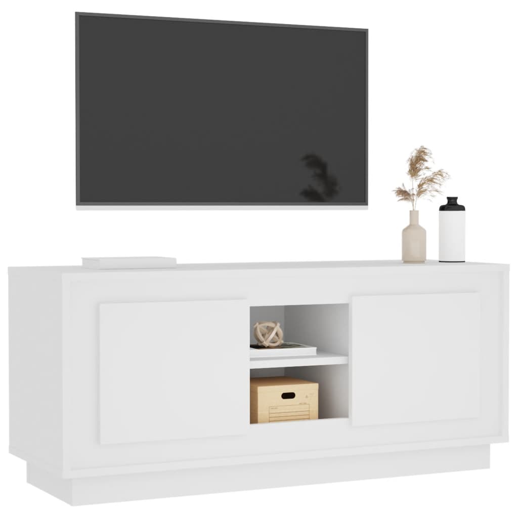 TV skříňka bílá 102 x 35 x 45 cm kompozitní dřevo